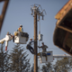 File photo of PG&E restoring power after fires in October 2017